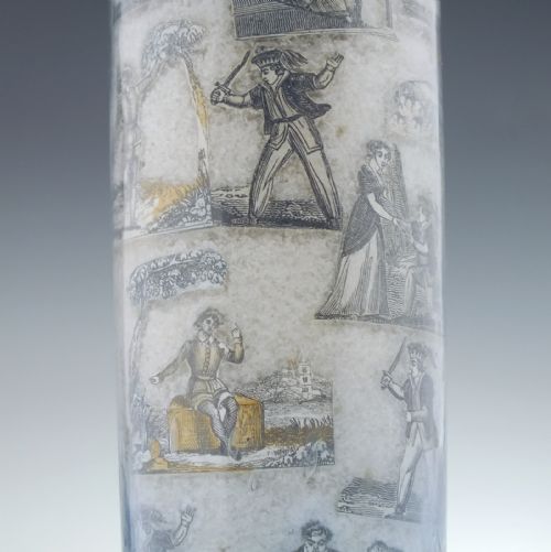PAIR 19TH CENTURY DECOUPAGE GLASS BOTTLES C1880 - ADDITIONAL PHOTO 3