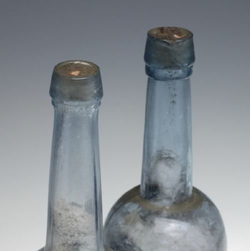 PAIR 19TH CENTURY DECOUPAGE GLASS BOTTLES C1880 - ADDITIONAL PHOTO 7