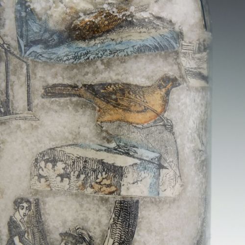 PAIR 19TH CENTURY DECOUPAGE GLASS BOTTLES C1880 - ADDITIONAL PHOTO 8