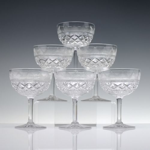 six antique victorian champagne glasses c1900 - CATEGORY: ANTIQUE GLASS - DATED VICTORIAN