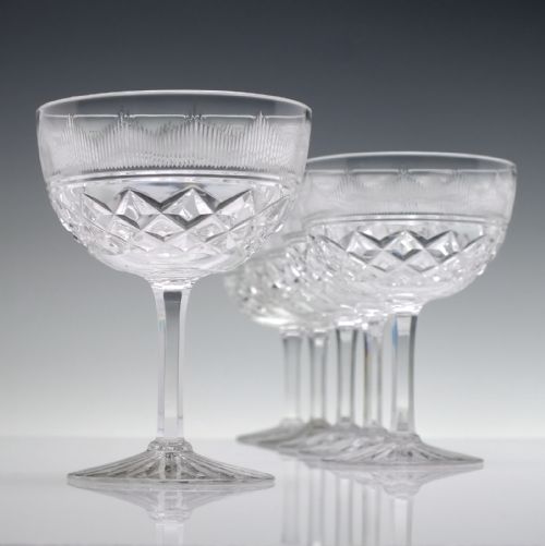 SIX ANTIQUE VICTORIAN CHAMPAGNE GLASSES C1900 - ADDITIONAL PHOTO 1