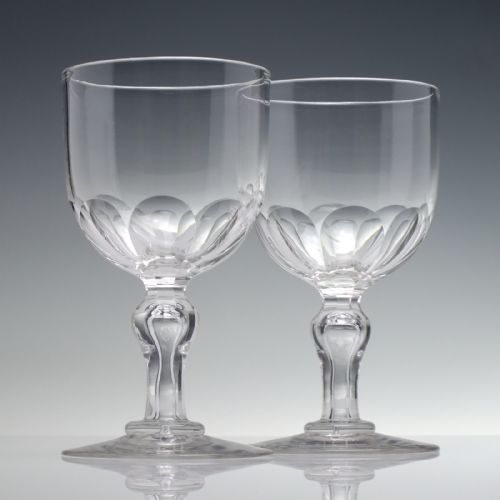 PAIR OF 19TH CENTURY HOLLOW STEM GLASS RUMMERS C1870 - ADDITIONAL PHOTO 2