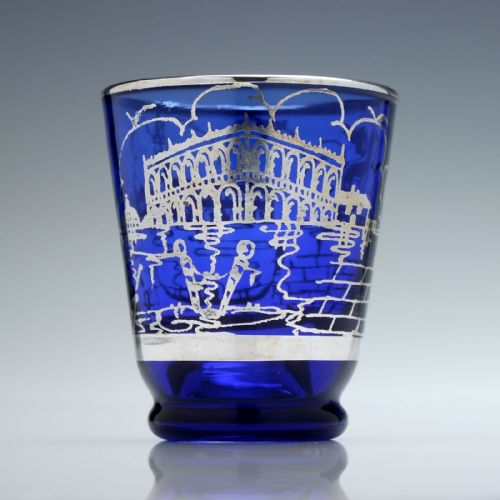 MURANO SILVERED BLUE WINE DECANTER SIX MATCHING GLASSES C1920 - ADDITIONAL PHOTO 6