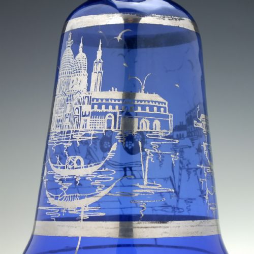 MURANO SILVERED BLUE WINE DECANTER SIX MATCHING GLASSES C1920 - ADDITIONAL PHOTO 8