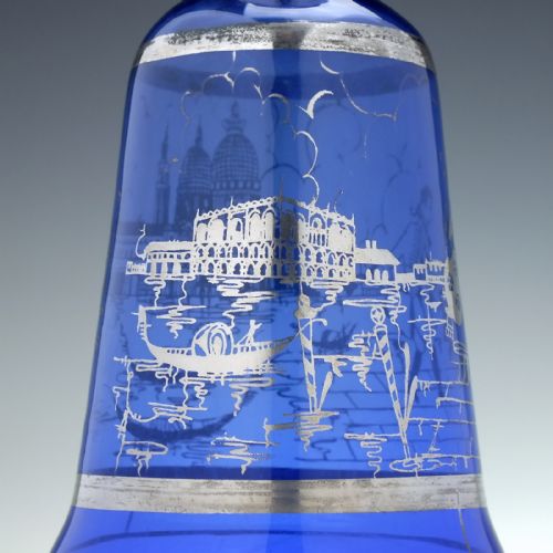 MURANO SILVERED BLUE WINE DECANTER SIX MATCHING GLASSES C1920 - ADDITIONAL PHOTO 9