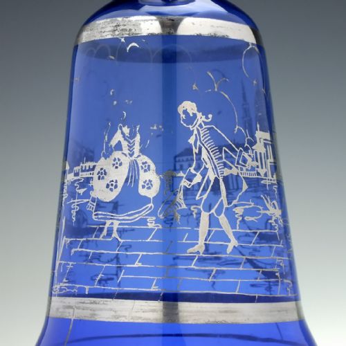 MURANO SILVERED BLUE WINE DECANTER SIX MATCHING GLASSES C1920 - ADDITIONAL PHOTO 10