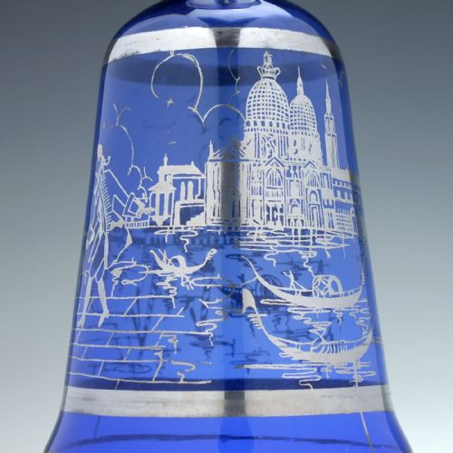MURANO SILVERED BLUE WINE DECANTER SIX MATCHING GLASSES C1920 - ADDITIONAL PHOTO 11