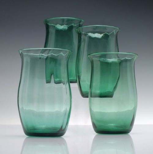 four vintage whitefriars pattern m2 green glass tumblers c1933 - CATEGORY: ANTIQUE GLASS - DATED GEORGIAN