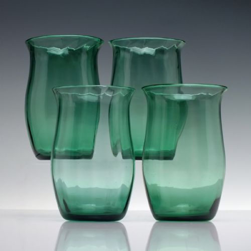 FOUR VINTAGE WHITEFRIARS PATTERN M2 GREEN GLASS TUMBLERS C1933 - ADDITIONAL PHOTO 2