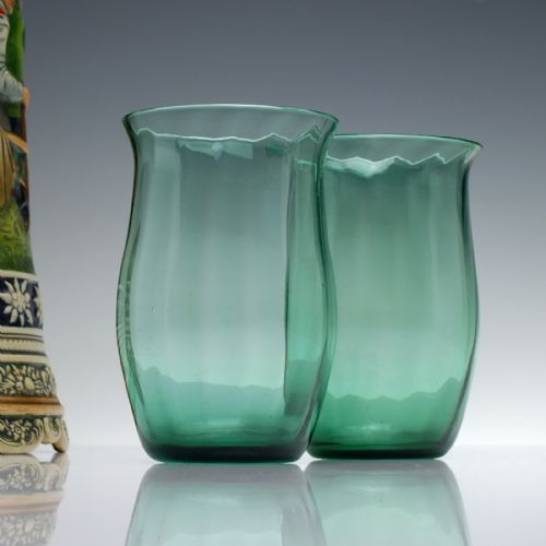FOUR VINTAGE WHITEFRIARS PATTERN M2 GREEN GLASS TUMBLERS C1933 - ADDITIONAL PHOTO 3