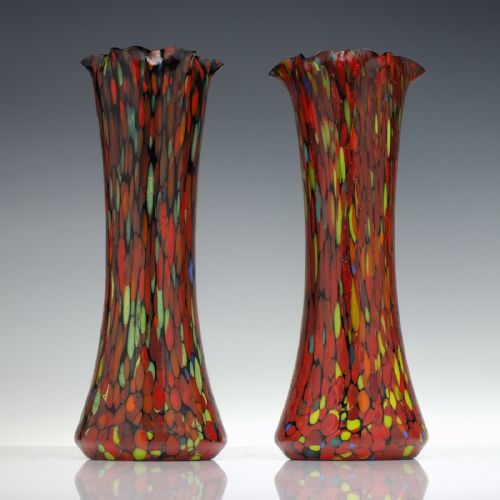 PAIR VICTORIAN SPLATTER GLASS VASES C1880 - ADDITIONAL PHOTO 1