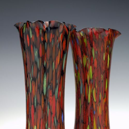 PAIR VICTORIAN SPLATTER GLASS VASES C1880 - ADDITIONAL PHOTO 2