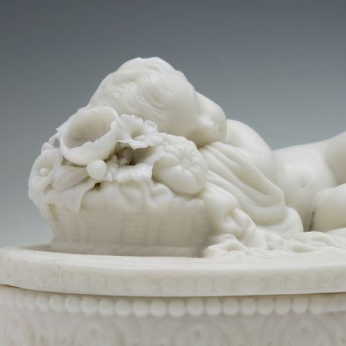 FRENCH BISQUE SLEEPING CHERUB TRINKET BOX C1880 - ADDITIONAL PHOTO 10