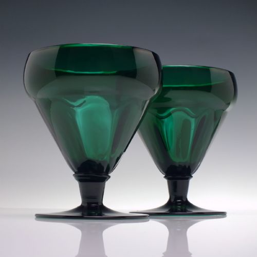 pair of 19th century bristol green glass rummers c1860 - CATEGORY: ANTIQUE GLASS - DATED VICTORIAN