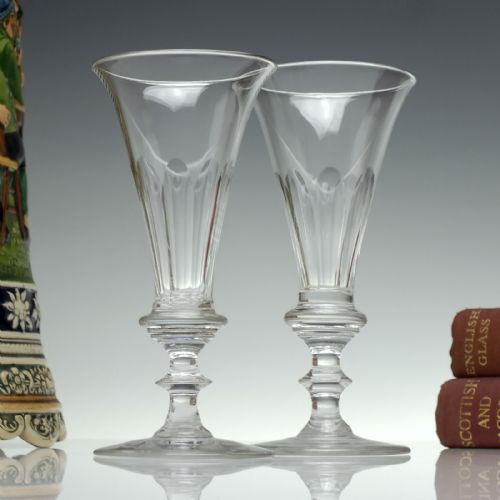 pair antique 19th century regency champagne glasses c1820 - CATEGORY: ANTIQUE GLASS - DATED GEORGIAN