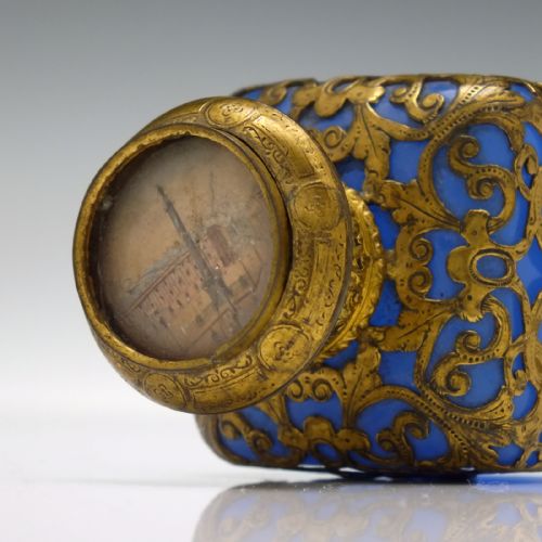 19TH CENTURY FRENCH BLUE OPALINE GLASS PERFUME BOTTLE C1880 - ADDITIONAL PHOTO 3
