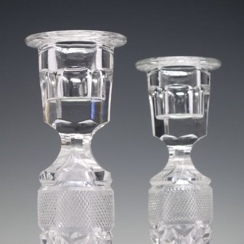 PAIR OF EDWARDIAN CRYSTAL CUT GLASS CANDLESTICKS C1900 - ADDITIONAL PHOTO 2