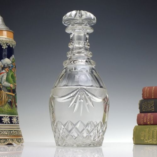 large magnum sized edwardian cut glass decanter c1910 - CATEGORY: ANTIQUE GLASS - DATED 1910