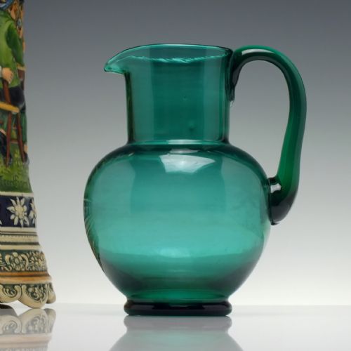 rare victorian bristol green water jug c1900 - CATEGORY: ANTIQUE GLASS - DATED VICTORIAN