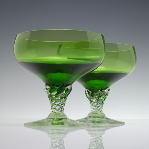 FOUR VINTAGE GREEN GLASS SWEETMEATS C1955 - ADDITIONAL PHOTO 1