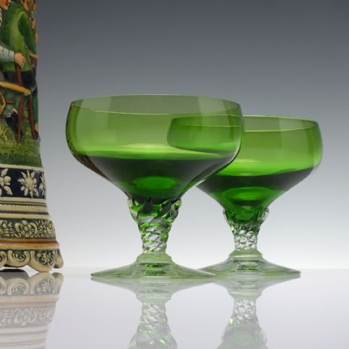 FOUR VINTAGE GREEN GLASS SWEETMEATS C1955 - ADDITIONAL PHOTO 3