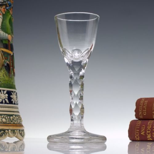 facet cut georgian wine glass with firing foot c1780 - CATEGORY: ANTIQUE GLASS - DATED GEORGIAN