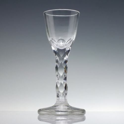 FACET CUT GEORGIAN WINE GLASS WITH FIRING FOOT C1780 - ADDITIONAL PHOTO 1
