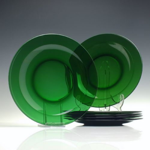 six antique bristol green plates plates c19001930 - CATEGORY: ANTIQUE GLASS - DATED 1910