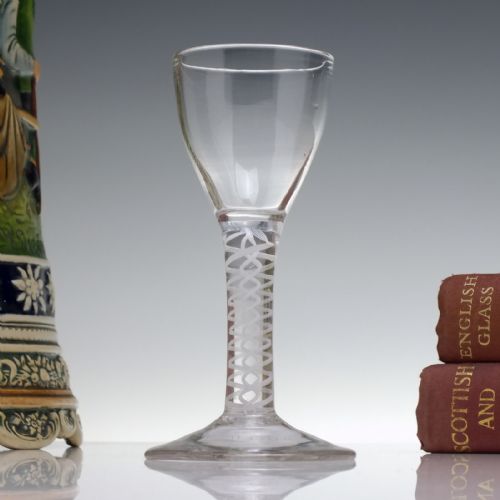 18th century double series opaque twist wine glass c1760 - CATEGORY: ANTIQUE GLASS - DATED GEORGIAN
