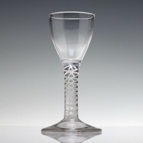 18TH CENTURY DOUBLE SERIES OPAQUE TWIST WINE GLASS C1760 - ADDITIONAL PHOTO 1