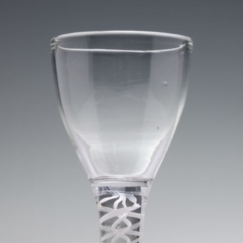 18TH CENTURY DOUBLE SERIES OPAQUE TWIST WINE GLASS C1760 - ADDITIONAL PHOTO 2