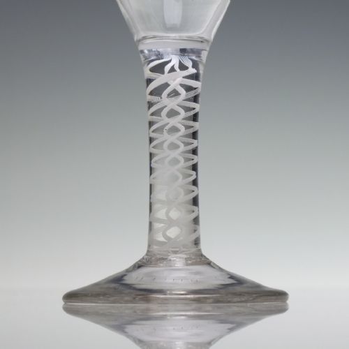18TH CENTURY DOUBLE SERIES OPAQUE TWIST WINE GLASS C1760 - ADDITIONAL PHOTO 3