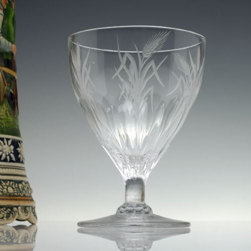 rare engraved 19th century petal moulded glass rummer c1800 - CATEGORY: ANTIQUE GLASS - DATED GEORGIAN