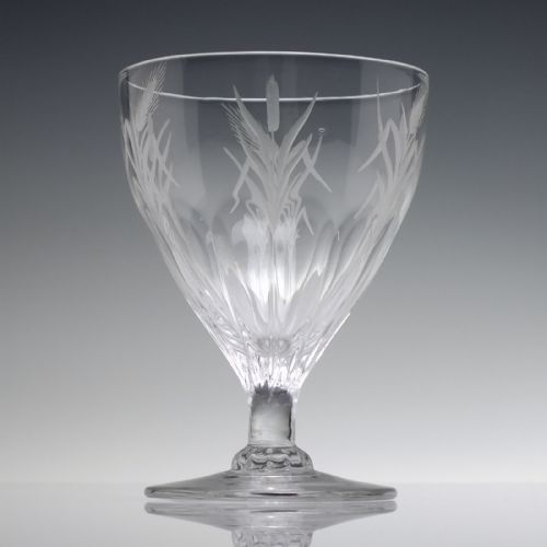 RARE ENGRAVED 19TH CENTURY PETAL MOULDED GLASS RUMMER C1800 - ADDITIONAL PHOTO 1
