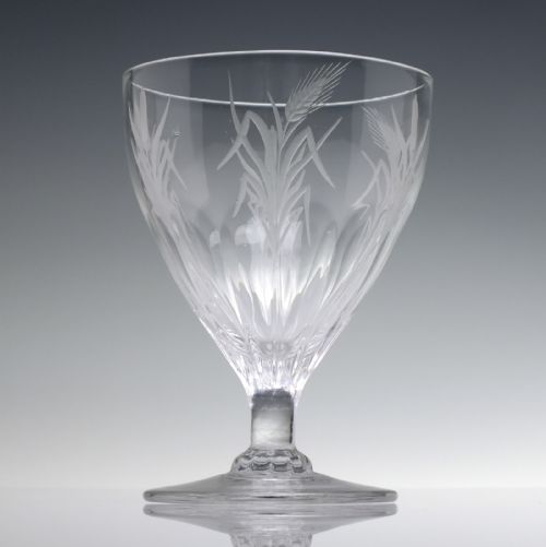 RARE ENGRAVED 19TH CENTURY PETAL MOULDED GLASS RUMMER C1800 - ADDITIONAL PHOTO 2