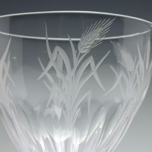 RARE ENGRAVED 19TH CENTURY PETAL MOULDED GLASS RUMMER C1800 - ADDITIONAL PHOTO 3