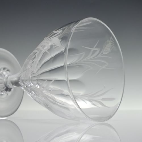 RARE ENGRAVED 19TH CENTURY PETAL MOULDED GLASS RUMMER C1800 - ADDITIONAL PHOTO 6