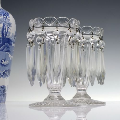 pair of georgian glass lustres c1820 - CATEGORY: ANTIQUE LIGHTING - DATED GEORGIAN