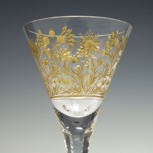 SIX ENGRAVED GILDED JOSEPHINENHUTTE WINE GLASSES C1900 - ADDITIONAL PHOTO 3