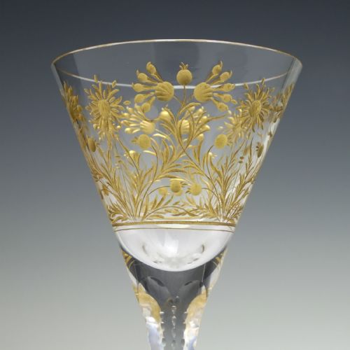 SIX ENGRAVED GILDED JOSEPHINENHUTTE WINE GLASSES C1900 - ADDITIONAL PHOTO 4