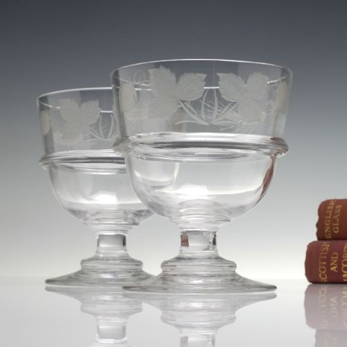 pair of antique engraved ale glass rummers c1920 - CATEGORY: ANTIQUE GLASS - DATED 1920