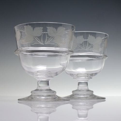 PAIR OF ANTIQUE ENGRAVED ALE GLASS RUMMERS C1920 - ADDITIONAL PHOTO 1