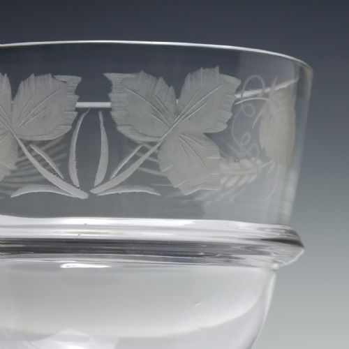 PAIR OF ANTIQUE ENGRAVED ALE GLASS RUMMERS C1920 - ADDITIONAL PHOTO 3