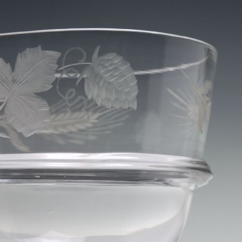 PAIR OF ANTIQUE ENGRAVED ALE GLASS RUMMERS C1920 - ADDITIONAL PHOTO 4