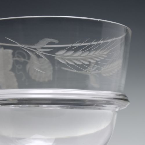 PAIR OF ANTIQUE ENGRAVED ALE GLASS RUMMERS C1920 - ADDITIONAL PHOTO 5