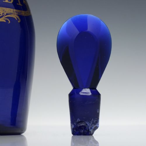 LARGE BRISTOL BLUE GILDED BRANDY DECANTER C1800 - ADDITIONAL PHOTO 6