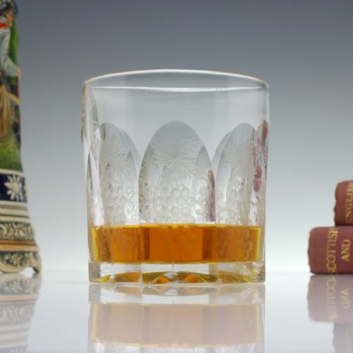 cut and engraved 19th century whisky glass tumbler c1870 - CATEGORY: ANTIQUE GLASS - DATED VICTORIAN