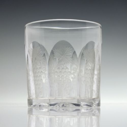 CUT AND ENGRAVED 19TH CENTURY WHISKY GLASS TUMBLER C1870 - ADDITIONAL PHOTO 1