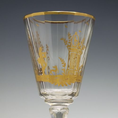 ANTIQUE CUT AND GILDED WINE GOBLET C1900 - ADDITIONAL PHOTO 2