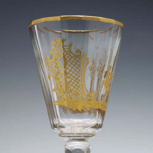 ANTIQUE CUT AND GILDED WINE GOBLET C1900 - ADDITIONAL PHOTO 3